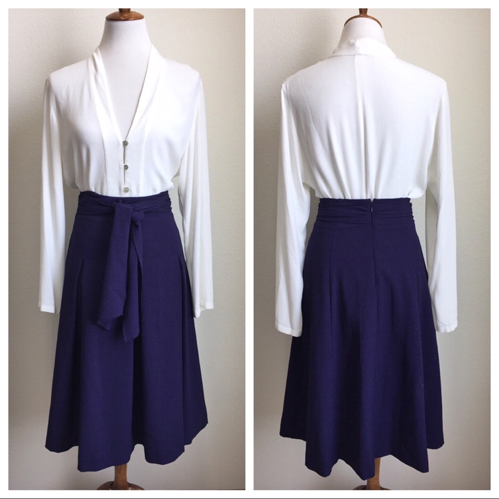Ann Taylor A Line Full Midi Skirt Deep Blue, XS